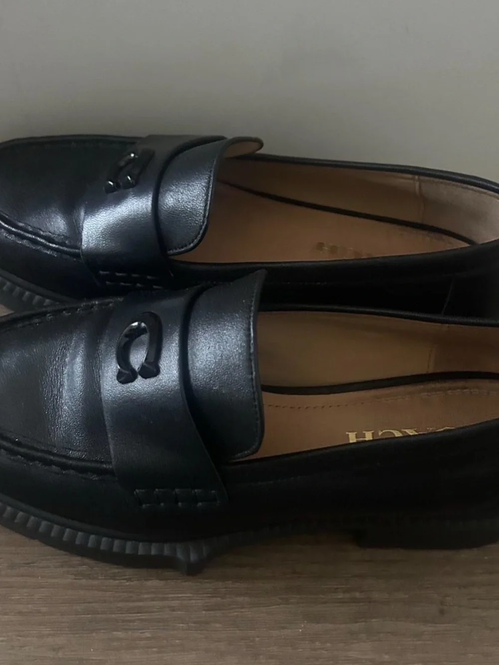 Calvin Klein Black Leather Penny Loafers with Signature Bit